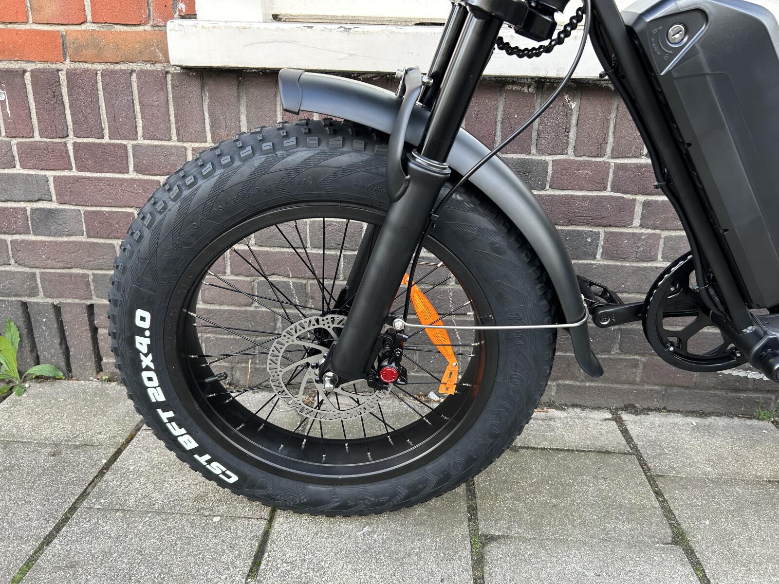 Close-up of a fatbike's thick rear tyre