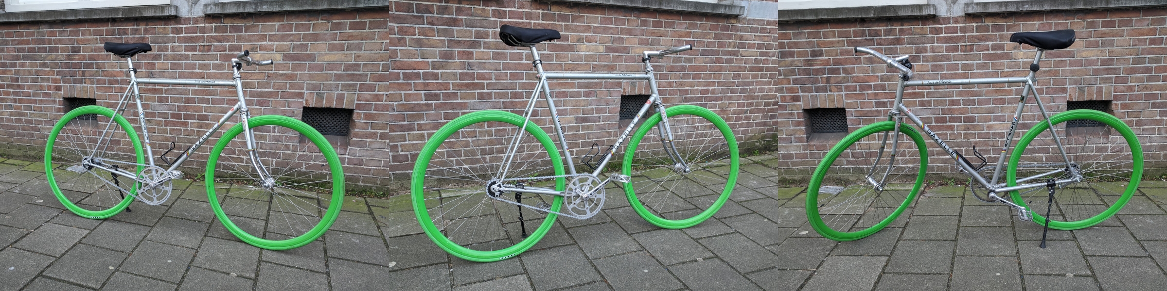 Racing bike with green tires from more angles