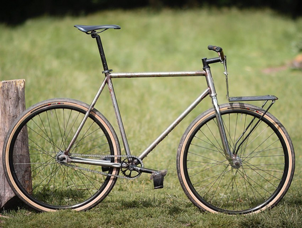 Bike with front holder in the nature