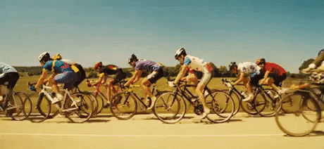 Mr. Bean overtaking cycling squad