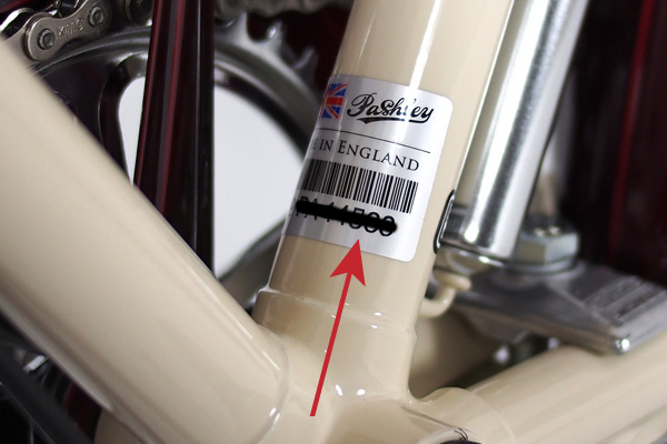 Bike frame number tag